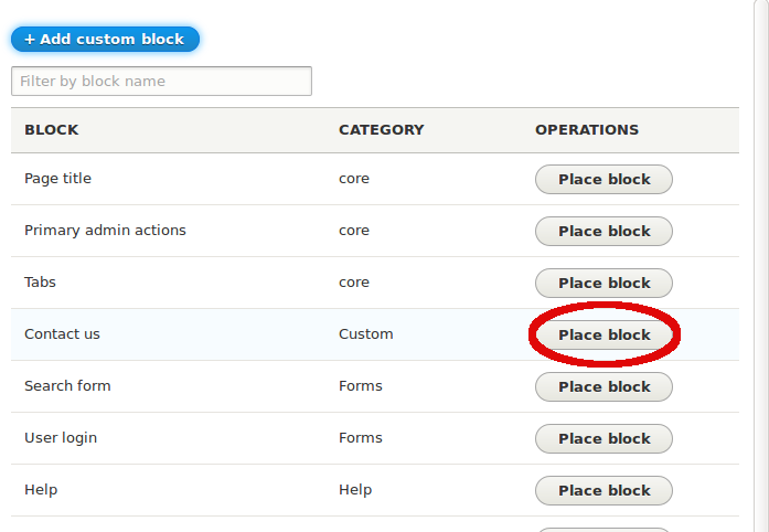 Place the contact form block